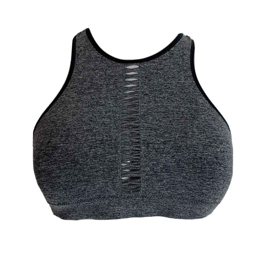 Zobha Sports Bra Wireless Racerback Unpadded Active Athletic Pull On Gray XS